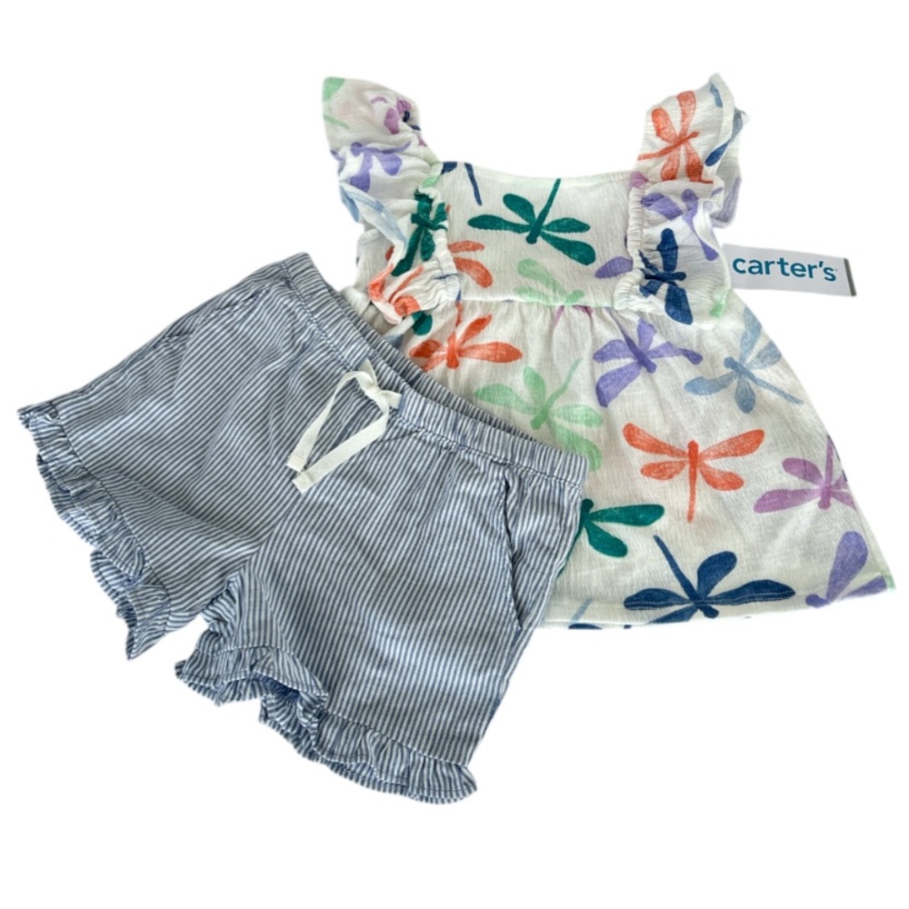 Carter's Toddler Girl 2-Piece Outfit Featuring Dragonfly Print Top Size 3T - Picture 3 of 14